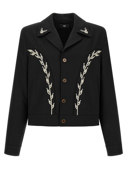Black Polyester Full-Length Jacket