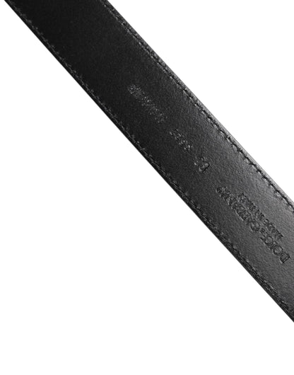 Black Calf Leather Classic Silver Buckle Belt