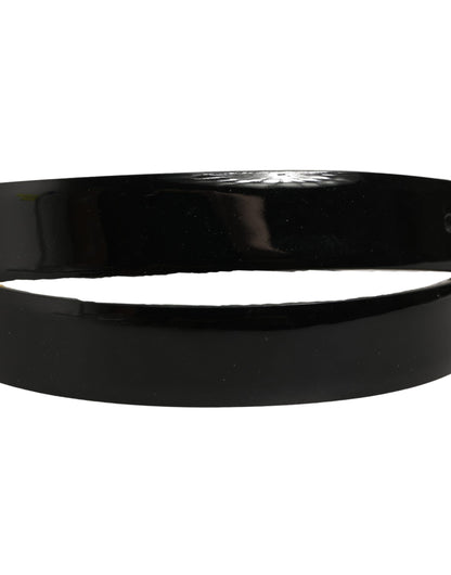 Black Classic Leather Gold Tone Buckle Belt
