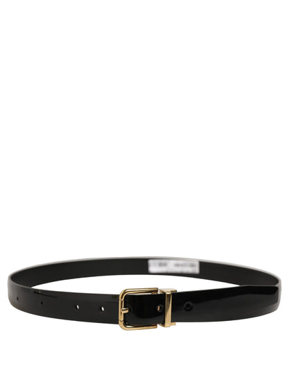 Black Classic Leather Gold Tone Buckle Belt