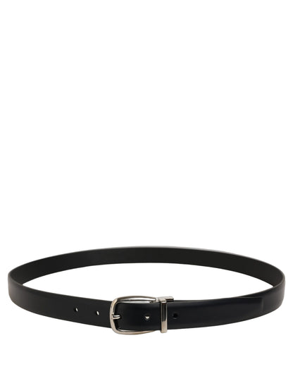 Blue Calf Leather Silver Metal Buckle Belt