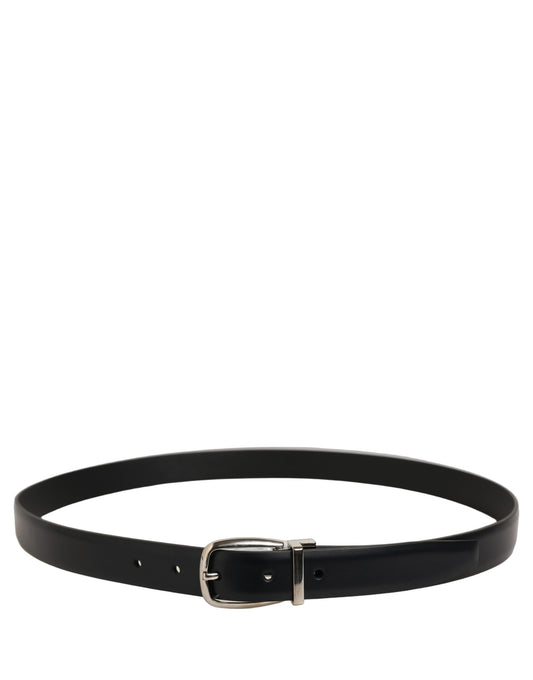 Blue Calf Leather Silver Metal Buckle Belt
