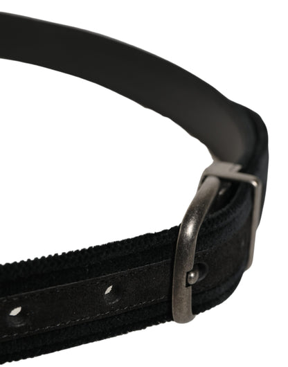 Black Cotton Metal Buckle Classic Men Belt