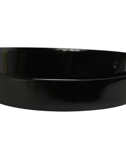 Black Classic Leather Silver Tone Buckle Belt