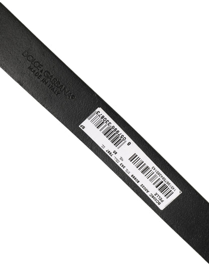 Black Classic Leather Silver Tone Buckle Belt