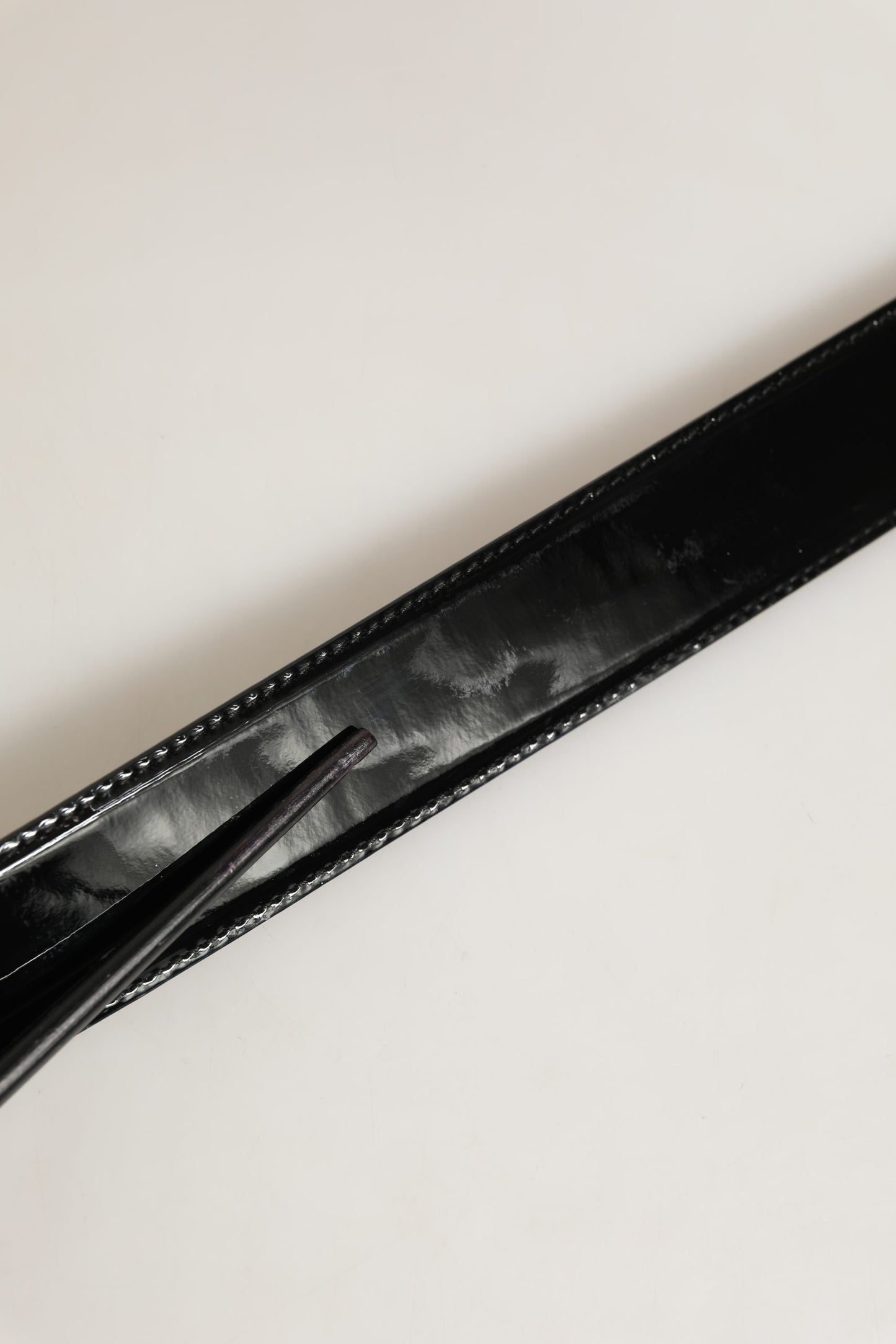 Black Patent Leather Silver Metal Buckle Belt