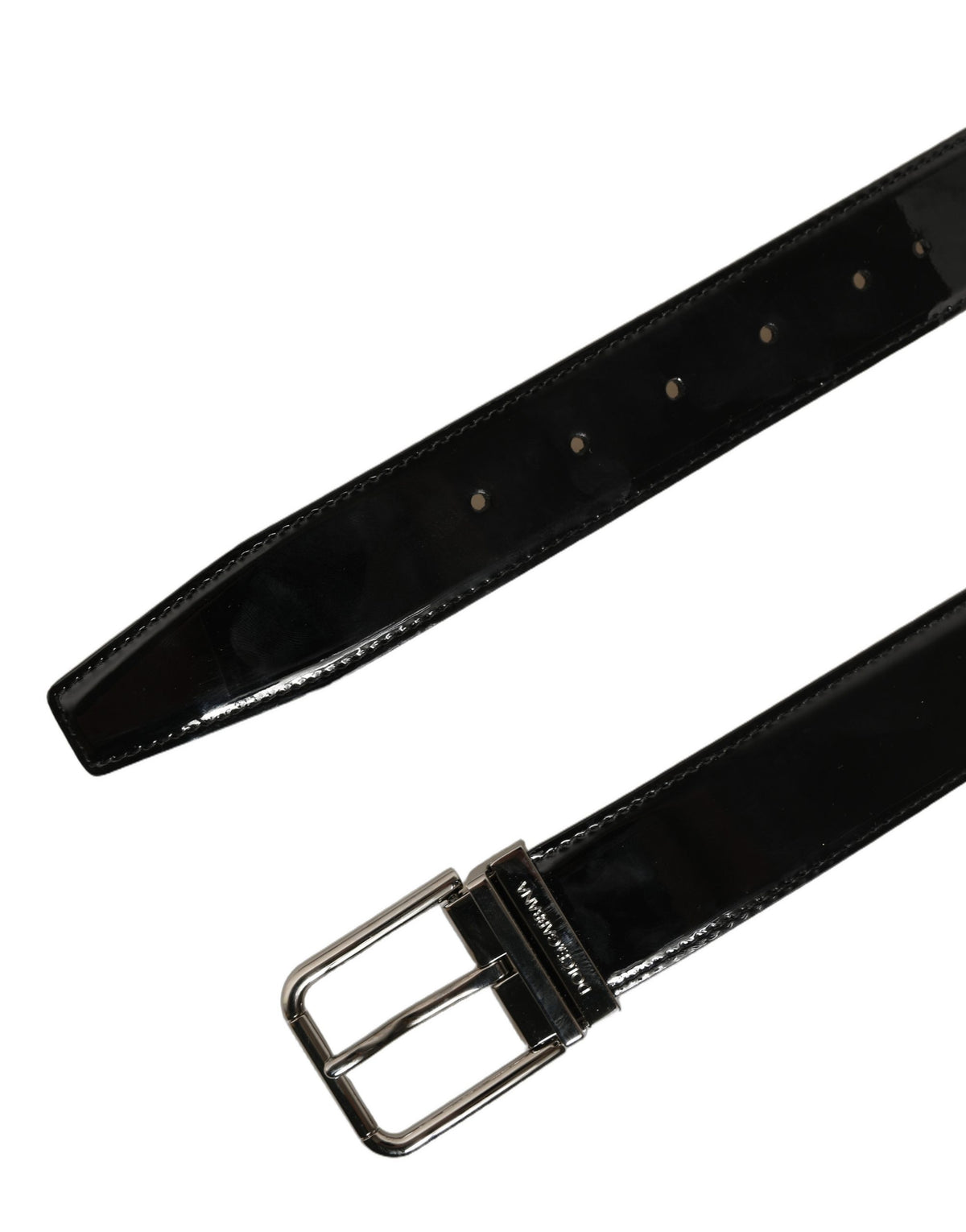 Black Patent Leather Silver Metal Buckle Belt