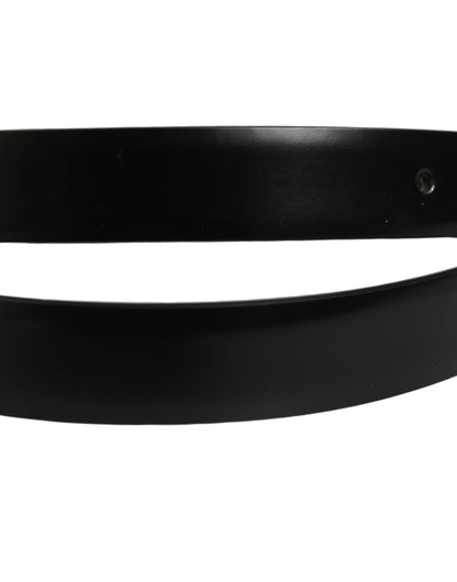 Black Leather Silver Tone Metal Buckle Belt