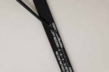 Black Fabric Leather Barcode Silver Buckle Belt