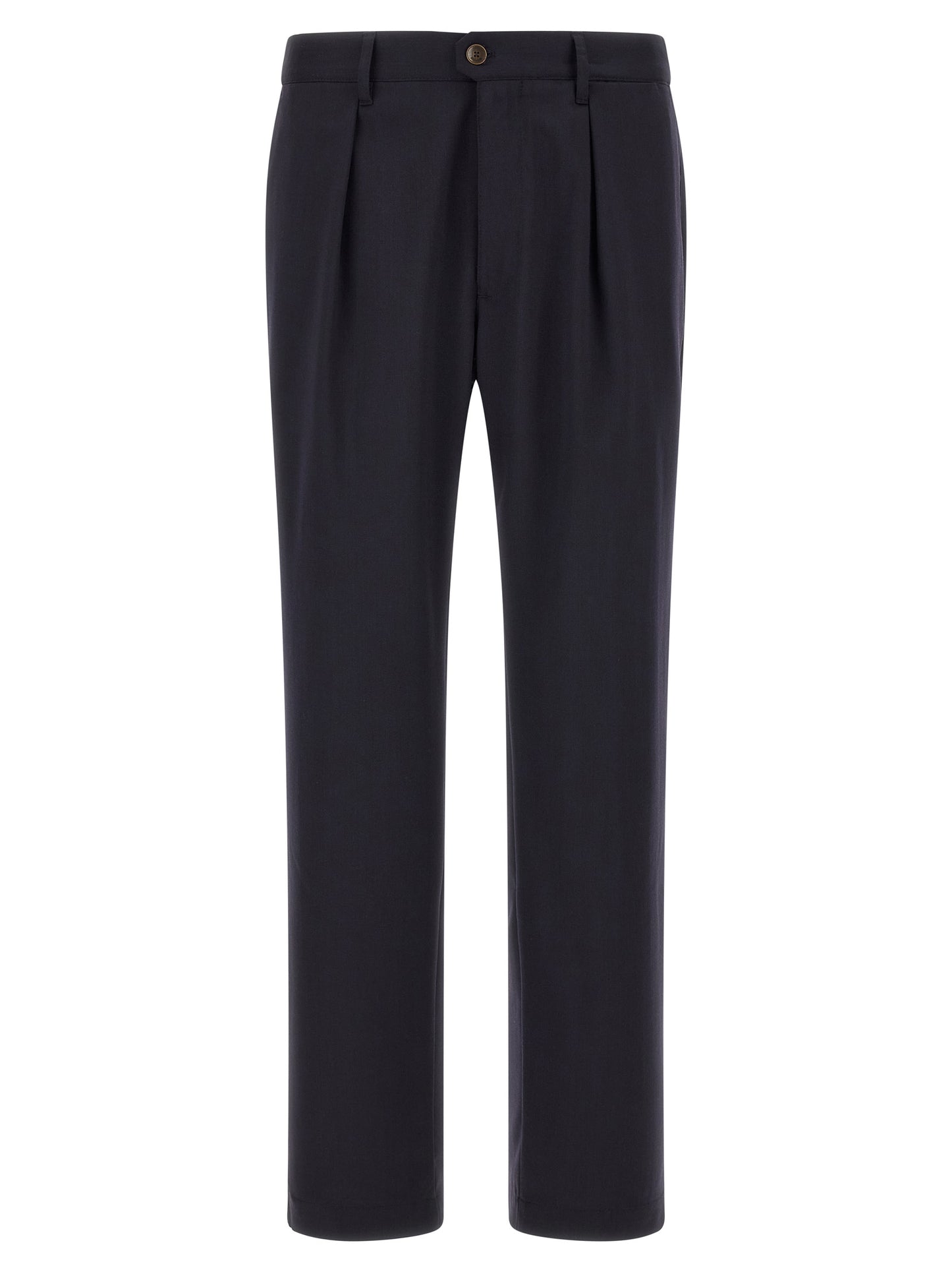 Blue Polyester Dress Pants