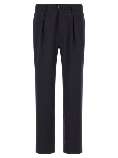 Blue Polyester Dress Pants