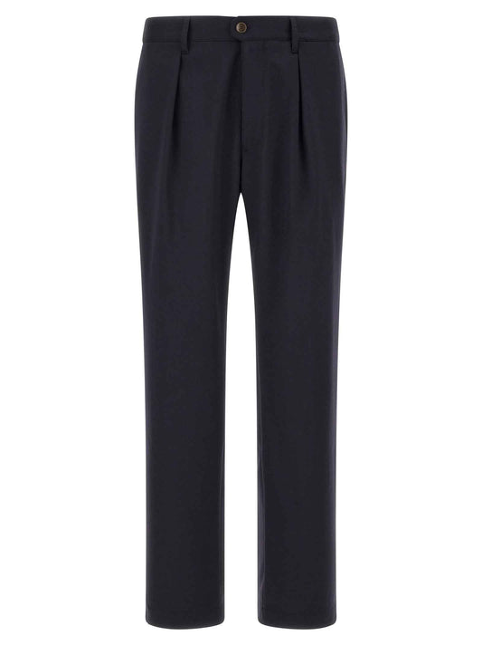 Blue Polyester Dress Pants