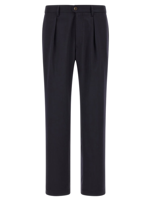 Blue Polyester Dress Pants