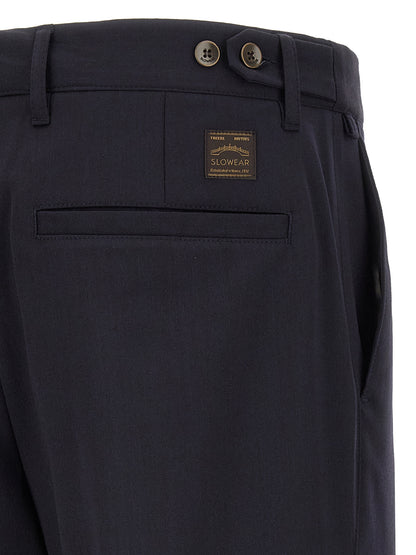 Blue Polyester Dress Pants