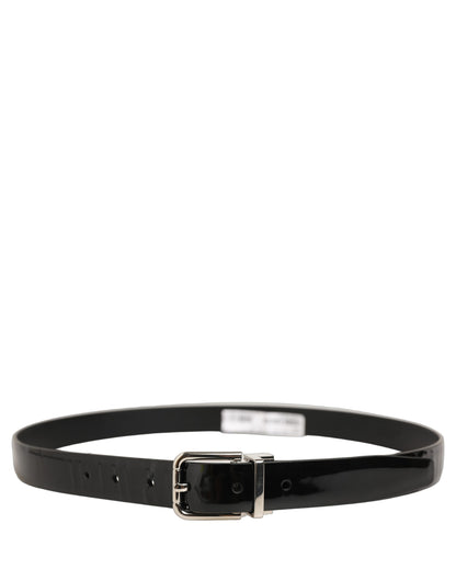 Black Classic Leather Silver Tone Buckle Belt