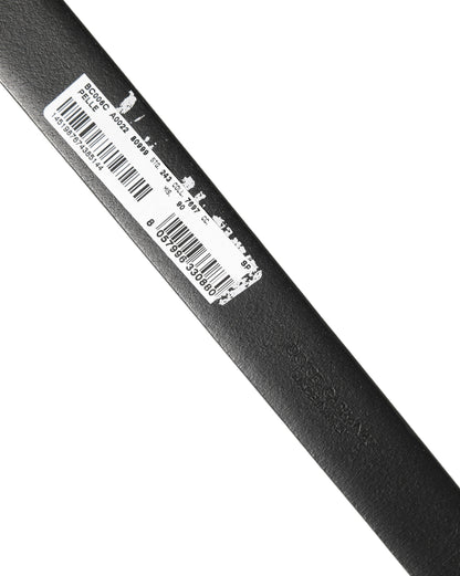 Black Classic Leather Silver Tone Buckle Belt