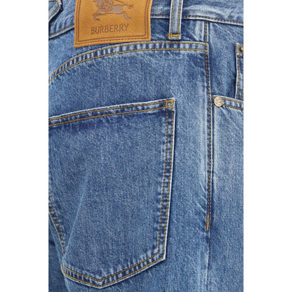 Blue Cotton Straight-Leg Jeans