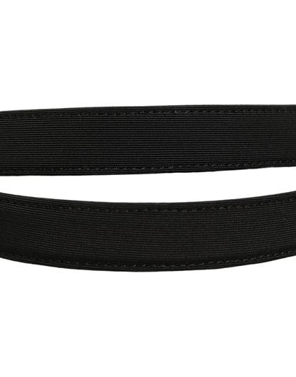 Black Canvas Leather Gold Metal Buckle Belt