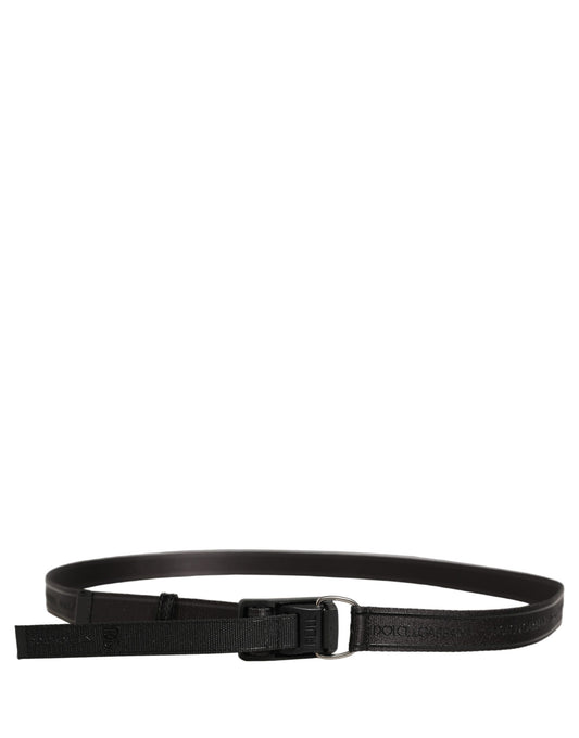 Men Black Nylon Webbing Plastic Buckle Belt