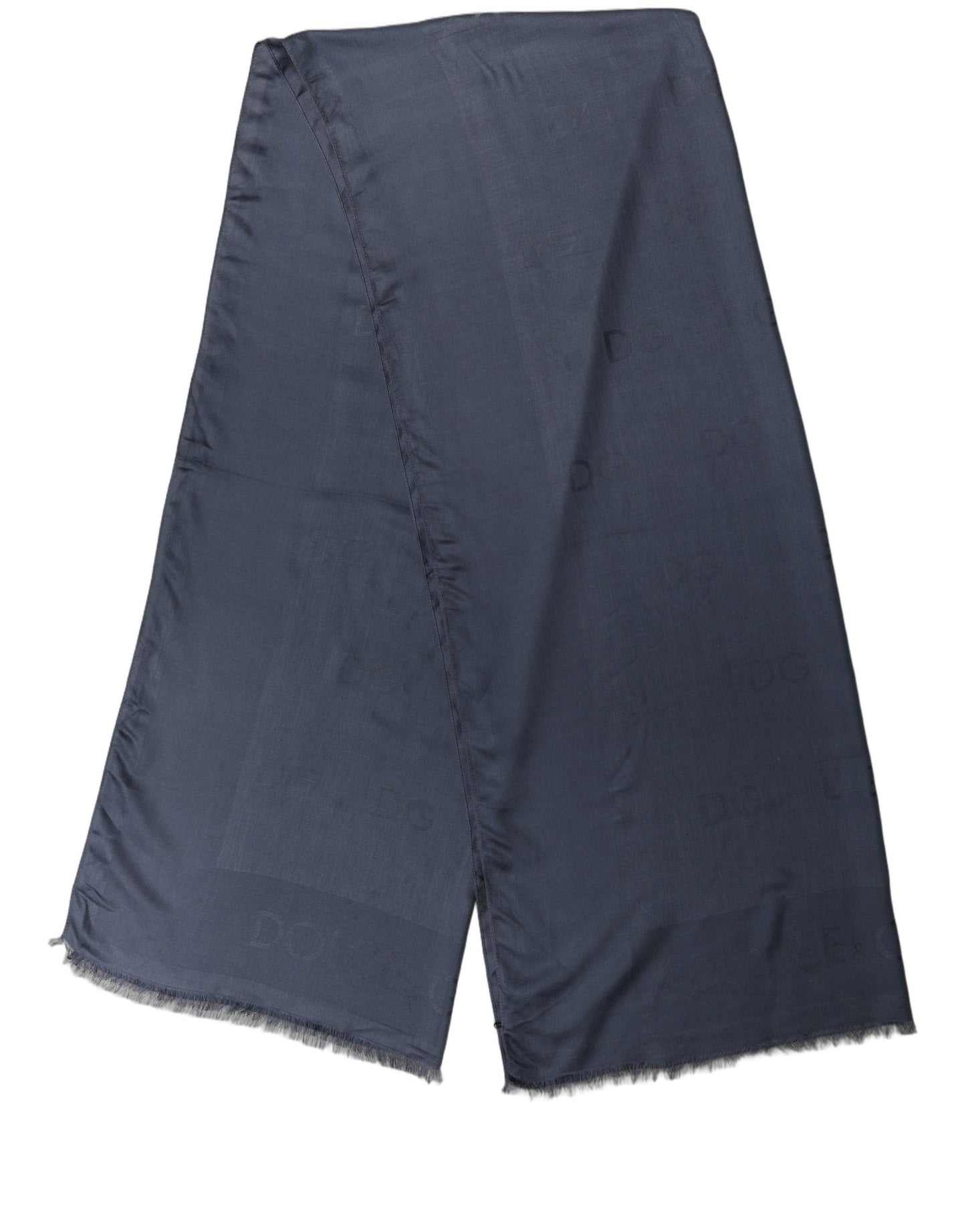 Dark Blue Modal Frayed Edge Lace Stole Scarf