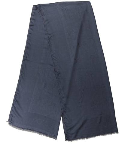 Dark Blue Modal Frayed Edge Lace Stole Scarf