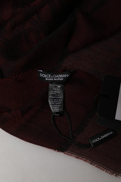 Dark Red Modal Frayed Edge Lace Stole Scarf