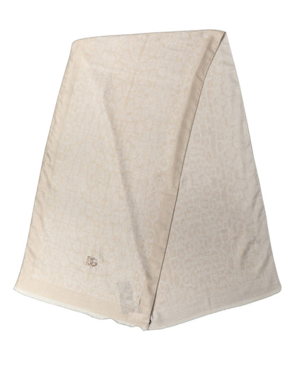 Men Beige Silk Wool Shawl Lace Stole Scarf