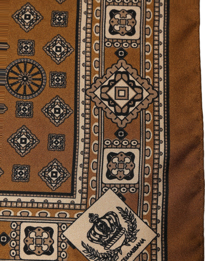 Brown Geometric Pocket Square Foulard Scarf
