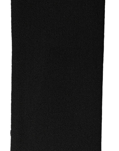 Men Black Wool Knitted Fringed Foulard Scarf