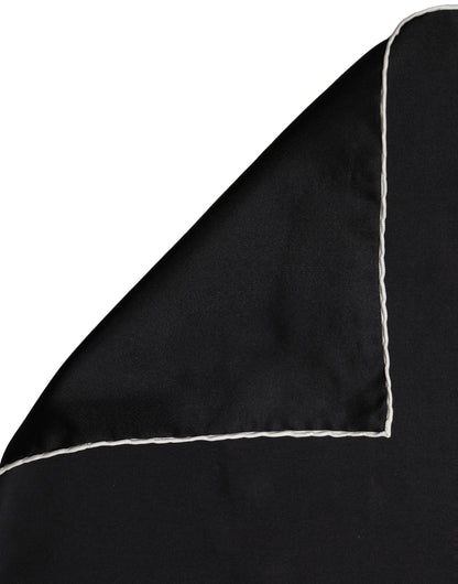 Men Black Silk Pocket Square Foulard Scarf