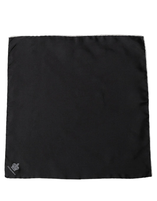 Men Black Silk Pocket Square Foulard Scarf