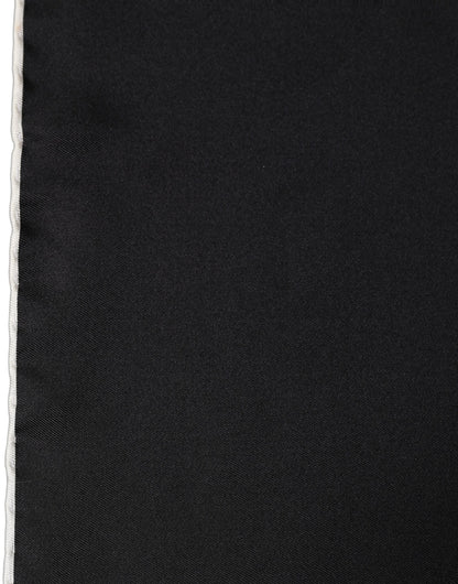 Men Black Silk Pocket Square Foulard Scarf