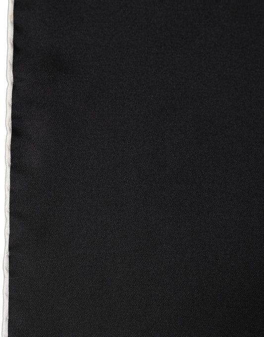 Men Black Silk Pocket Square Foulard Scarf