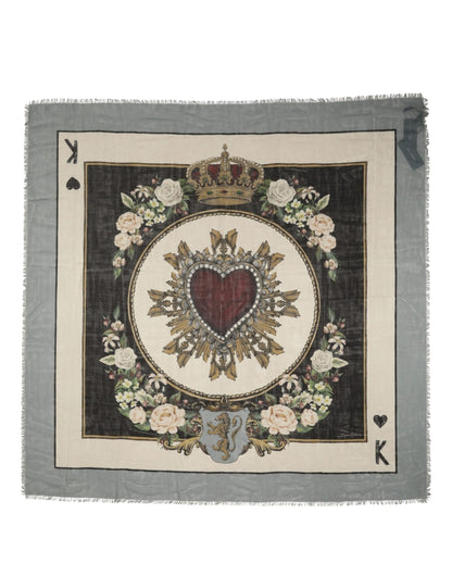 Men Multicolor King of Hearts Square Foulard Scarf