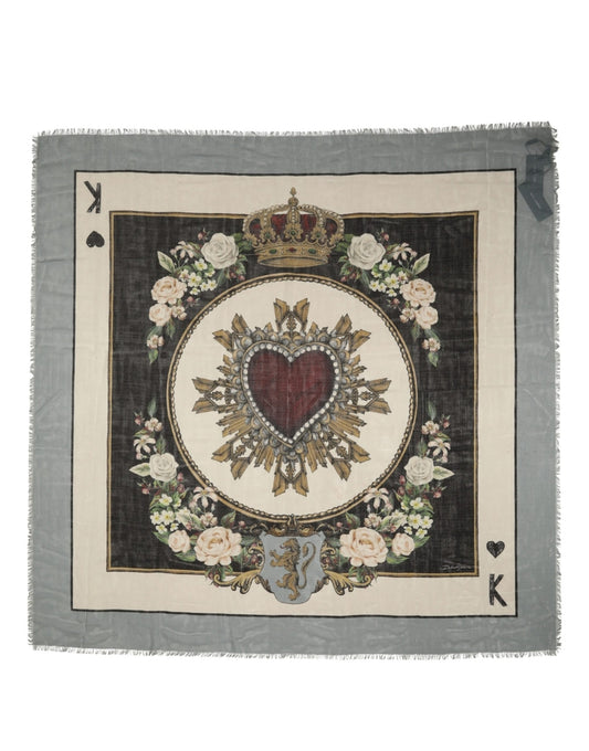Men Multicolor King of Hearts Square Foulard Scarf