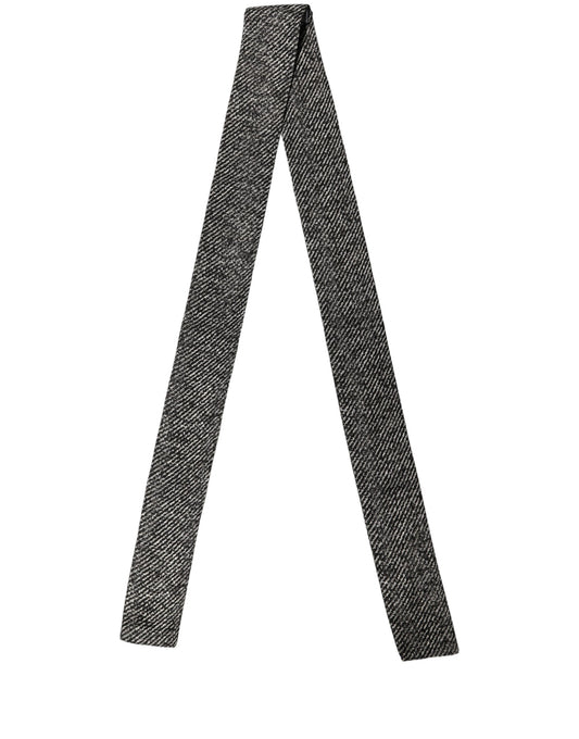 Black White Herringbone Tweed Shawl Scarf
