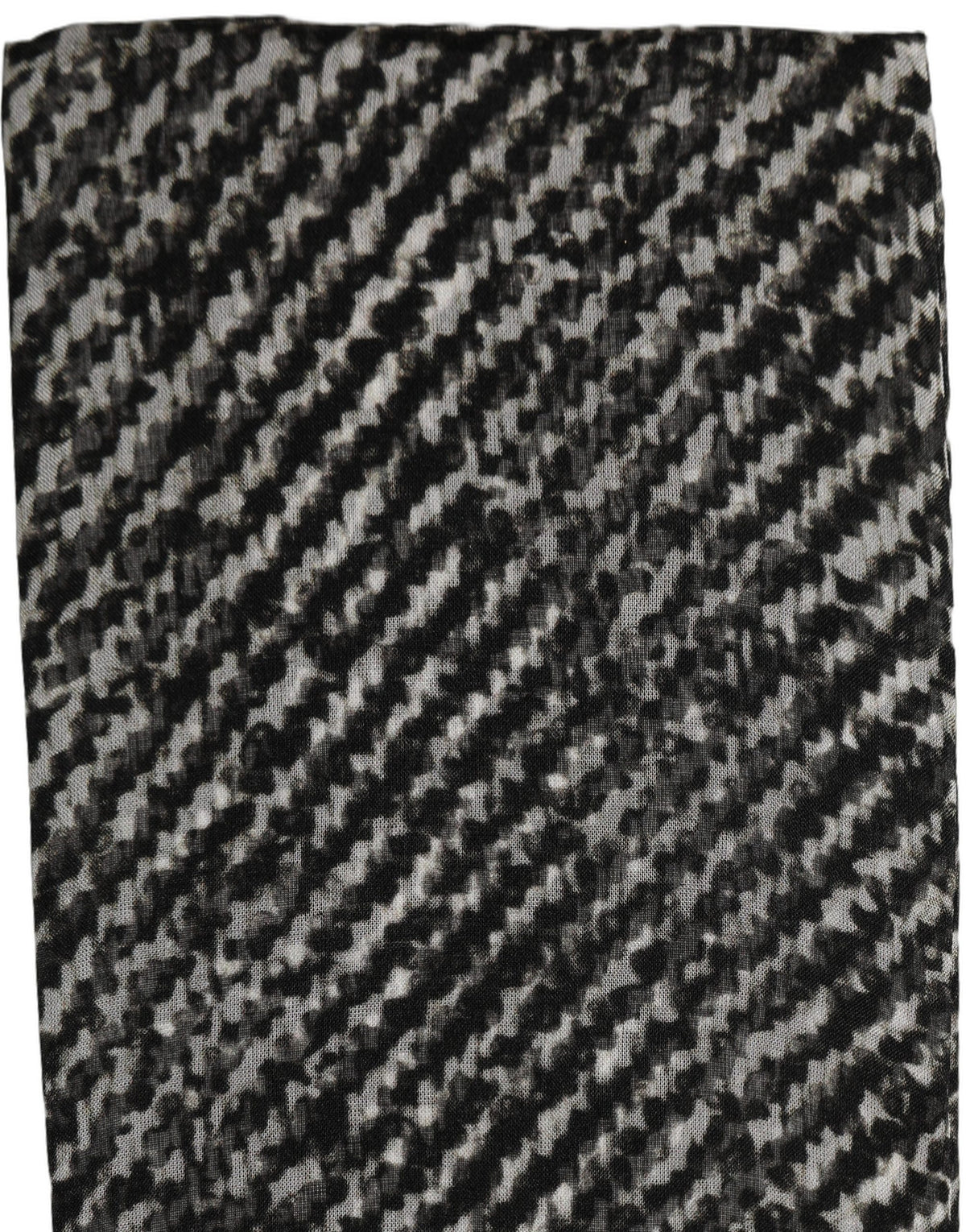 Black White Herringbone Tweed Shawl Scarf