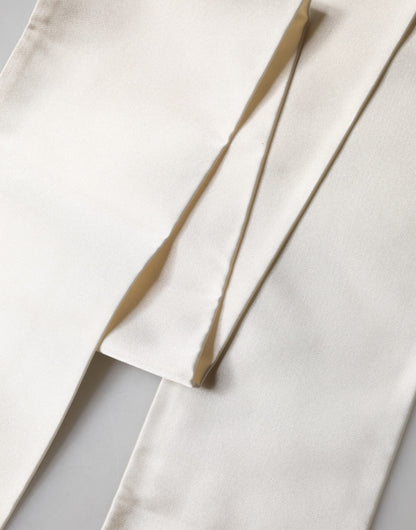 Men White Satin Silk Fringed Lace Stole Scarf