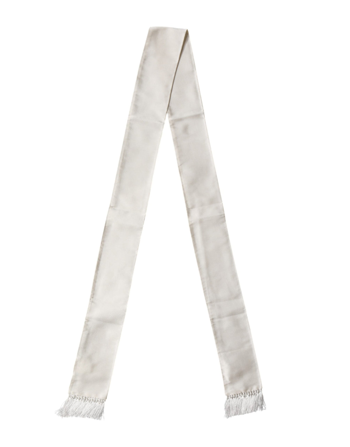 Men White Satin Silk Fringed Lace Stole Scarf