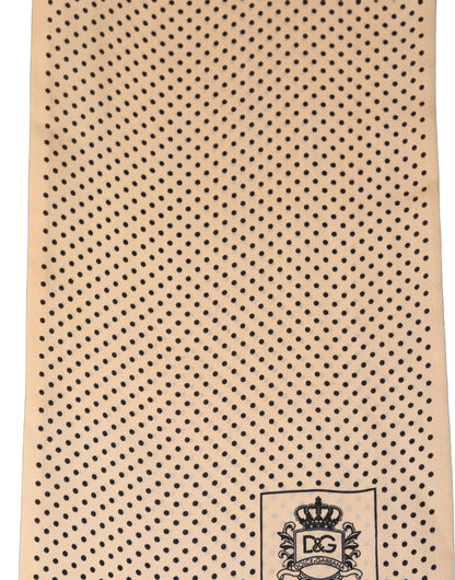 Beige Silk Dotted Fringed Neck Shawl Scarf