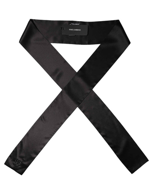 Men Black Satin Silk Skinny Neck Shawl Scarf