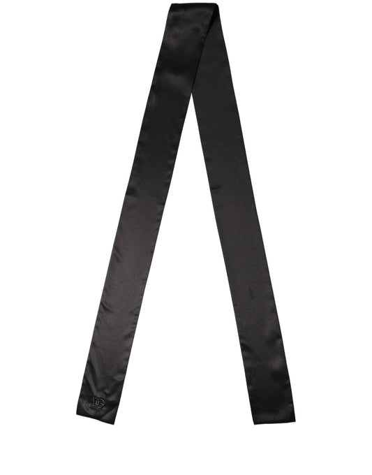 Men Black Satin Silk Skinny Neck Shawl Scarf