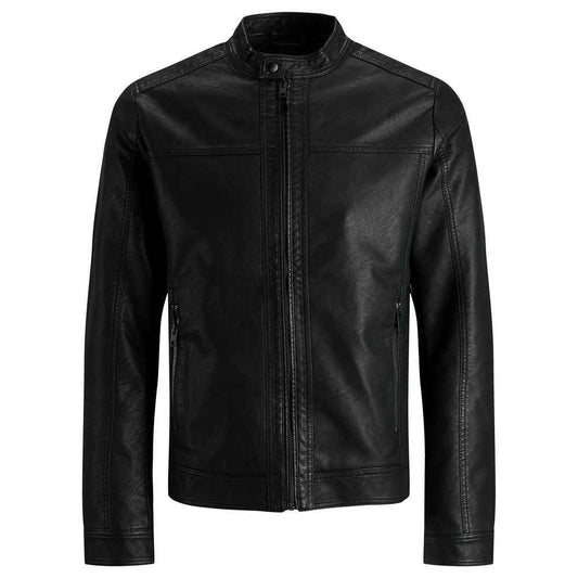 Black Polyamide Leather Jacket