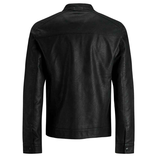 Black Polyamide Leather Jacket