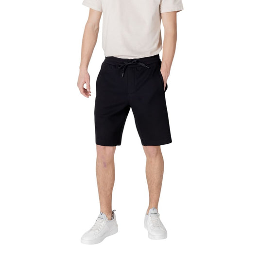 Black Cotton Bermuda Shorts
