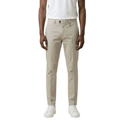 Beige Cotton Skinny Pants