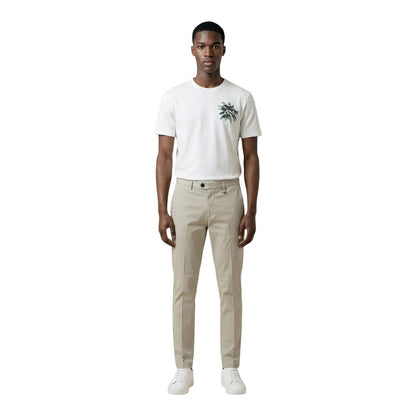 Beige Cotton Skinny Pants