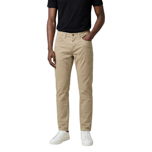 Beige Elastane Skinny Pants