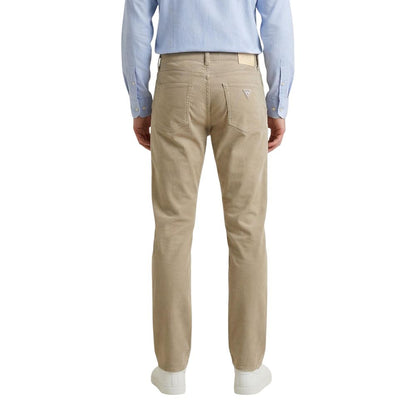 Beige Cotton Skinny Pants