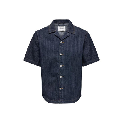 Blue Cotton Shortsleeve Shirt